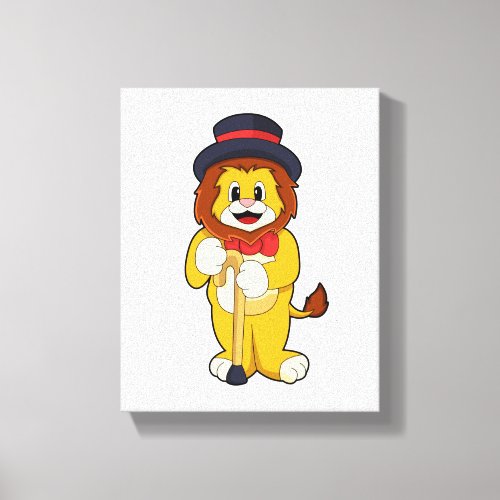 Lion as Gentleman with Hat Canvas Print