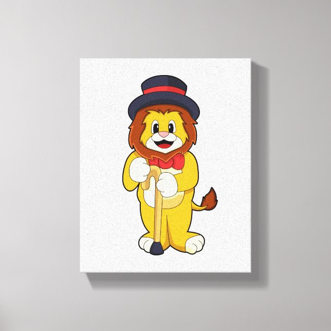 Lion as Gentleman with Hat Canvas Print (Front)