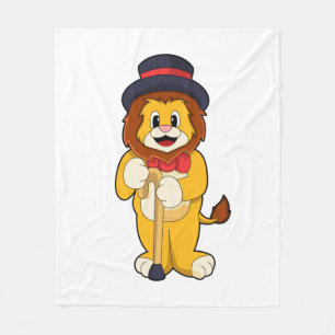 Lion as Gentleman with Hat Fleece Blanket