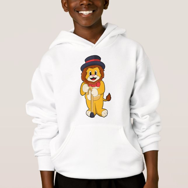 Lion as Gentleman with Hat Hoodie (Front)
