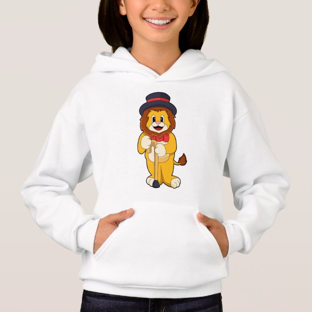 Lion as Gentleman with Hat Hoodie (Front)