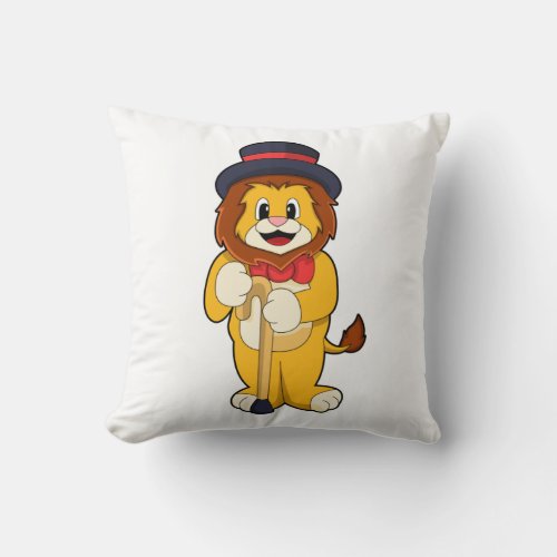 Lion as Gentleman with Hat Throw Pillow