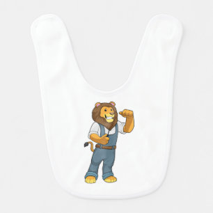 Lion as Handyman Screwdriver Baby Bib