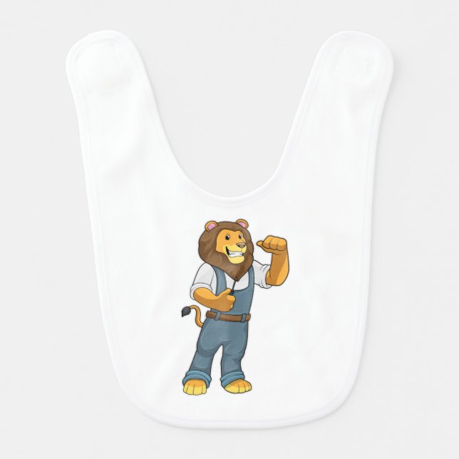 Lion as Handyman Screwdriver Baby Bib (Front)