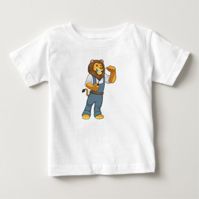 Lion as Handyman Screwdriver Baby T-Shirt (Front)