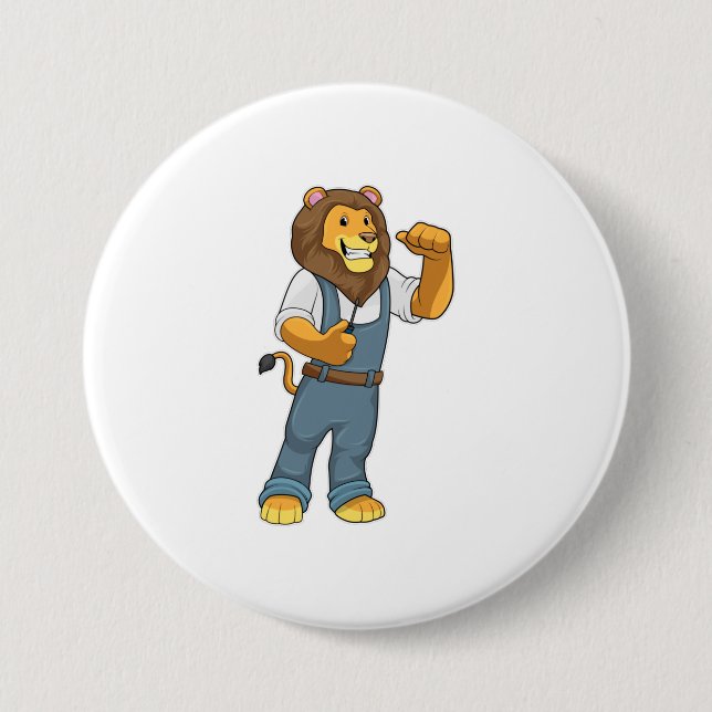 Lion as Handyman Screwdriver Button (Front)