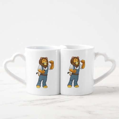 Lion as Handyman Screwdriver Coffee Mug Set