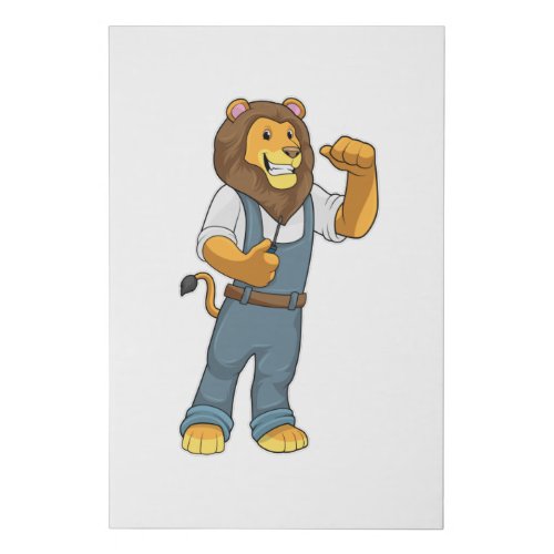 Lion as Handyman Screwdriver Faux Canvas Print