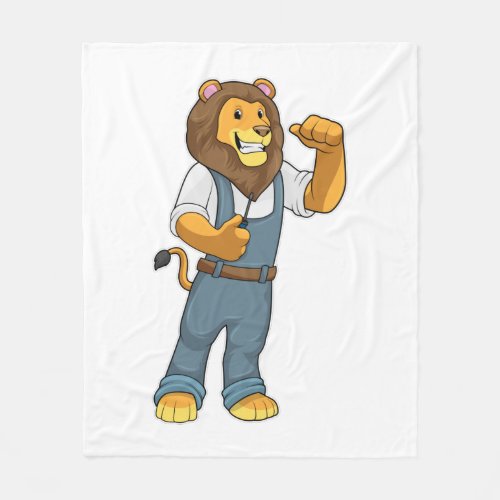 Lion as Handyman Screwdriver Fleece Blanket