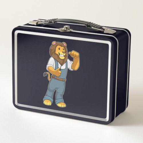 Lion as Handyman Screwdriver Metal Lunch Box