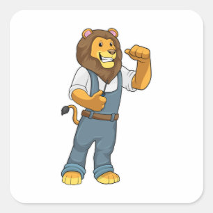 Lion as Handyman Screwdriver Square Sticker