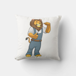 Lion as Handyman Screwdriver Throw Pillow