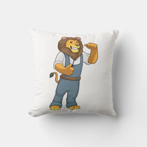 Lion as Handyman Screwdriver Throw Pillow