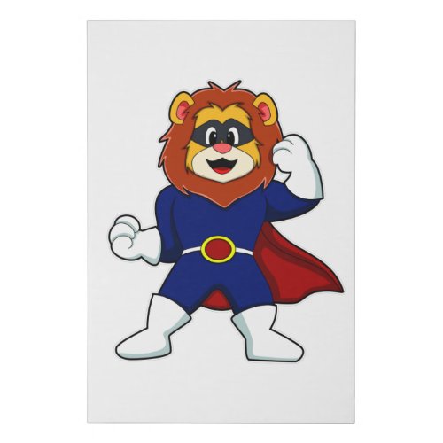 Lion as Hero with Mask Faux Canvas Print