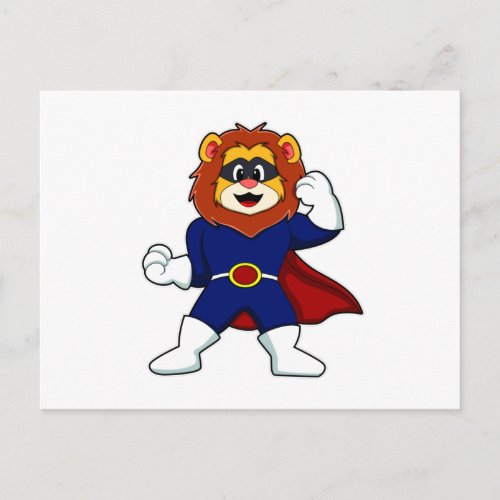Lion as Hero with Mask Postcard