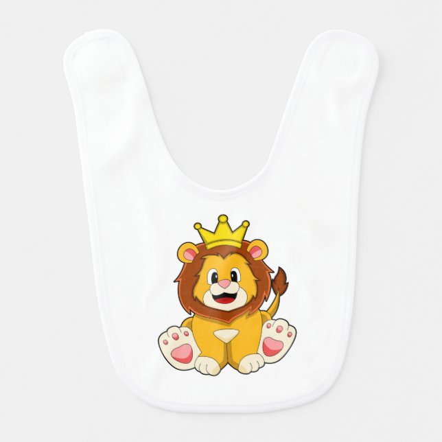 Lion as King with Crown Baby Bib (Front)