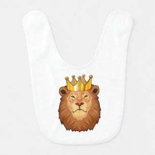 Lion as King with Crown Baby Bib