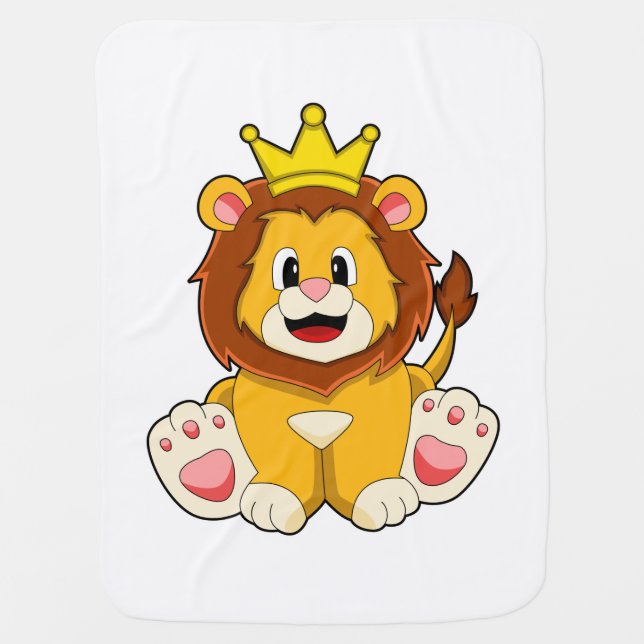 Lion as King with Crown Baby Blanket (Front)