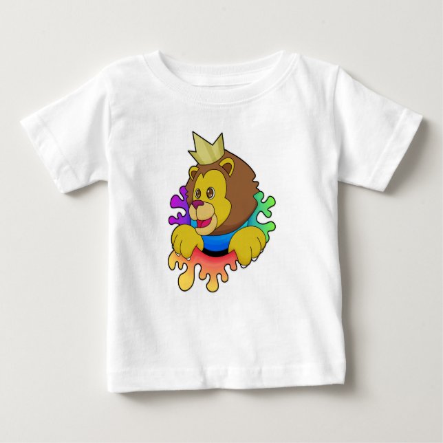 Lion as King with Crown Baby T-Shirt (Front)