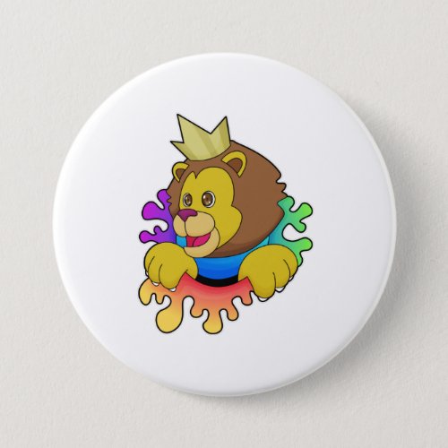 Lion as King with Crown Button