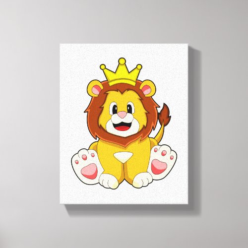 Lion as King with Crown Canvas Print