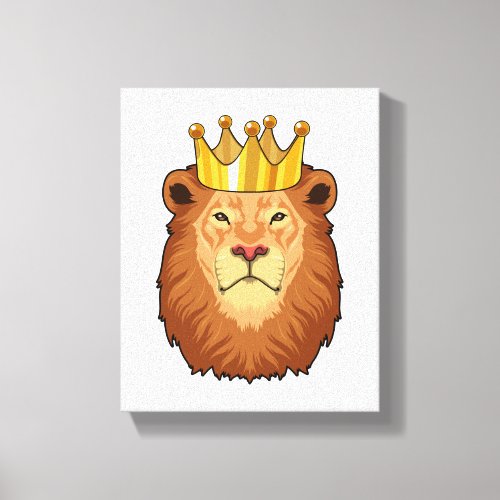 Lion as King with Crown Canvas Print