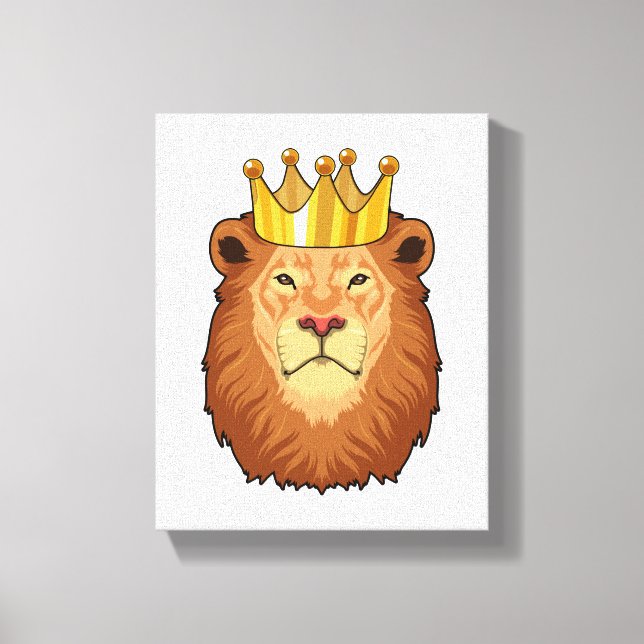 Lion as King with Crown Canvas Print (Front)