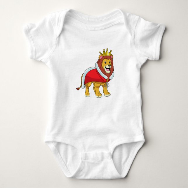 Lion as King with Crown & Cape Baby Bodysuit (Front)