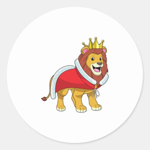 Lion as King with Crown  Cape Classic Round Sticker