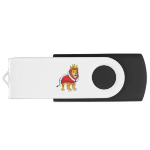 Lion as King with Crown & Cape Flash Drive