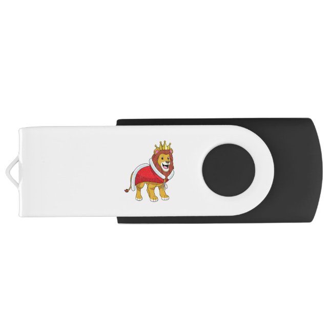 Lion as King with Crown & Cape Flash Drive (Back)