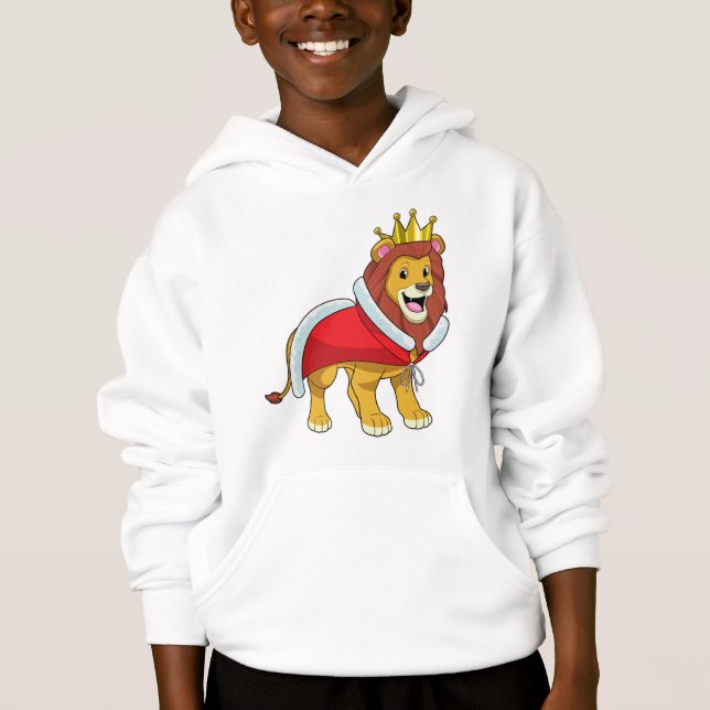 Lion as King with Crown & Cape Hoodie (Front)