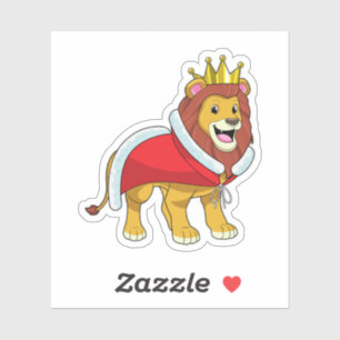Lion as King with Crown & Cape Sticker
