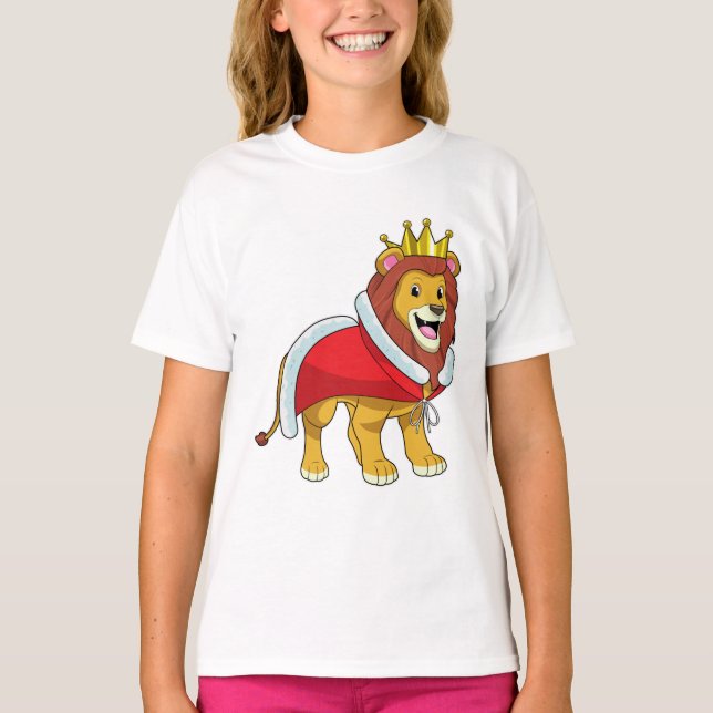 Lion as King with Crown & Cape T-Shirt (Front)