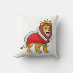 Lion as King with Crown & Cape Throw Pillow
