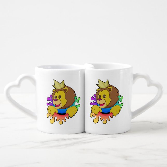 Lion as King with Crown Coffee Mug Set (Front Nesting)