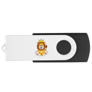 Lion as King with Crown Flash Drive