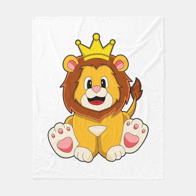 Lion as King with Crown Fleece Blanket (Front)