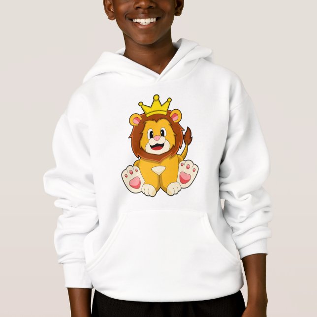 Lion as King with Crown Hoodie (Front)