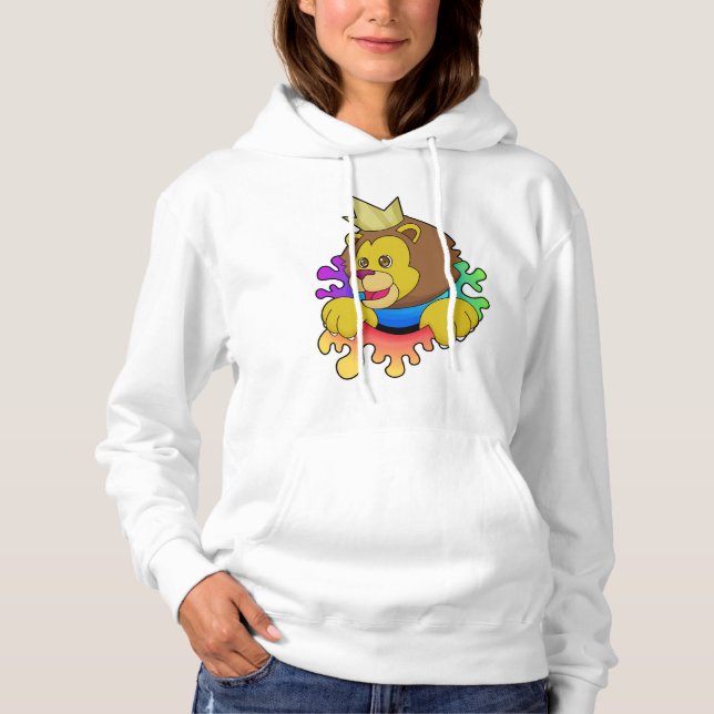 Lion as King with Crown Hoodie (Front)