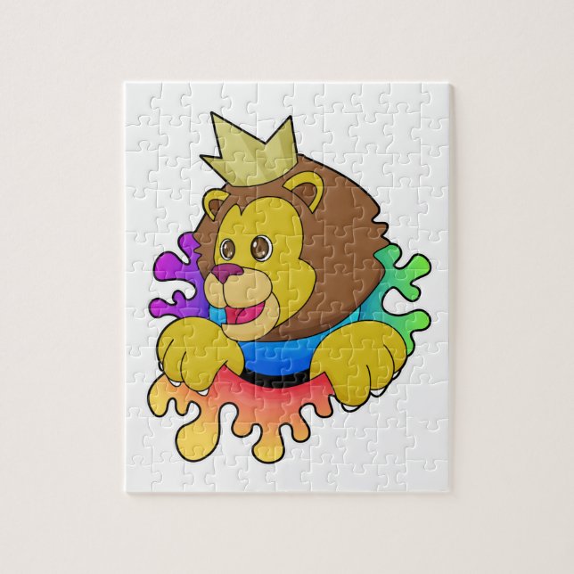 Lion as King with Crown Jigsaw Puzzle (Vertical)