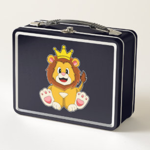 Lion as King with Crown Metal Lunch Box