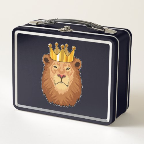 Lion as King with Crown Metal Lunch Box