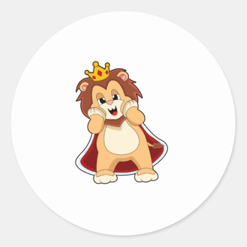 Lion as King with CrownPNG Classic Round Sticker