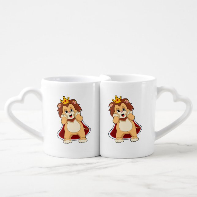 Lion as King with Crown.PNG Coffee Mug Set (Front Nesting)