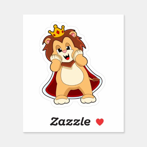 Lion as King with CrownPNG Sticker