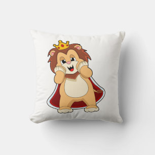 Lion as King with Crown.PNG Throw Pillow