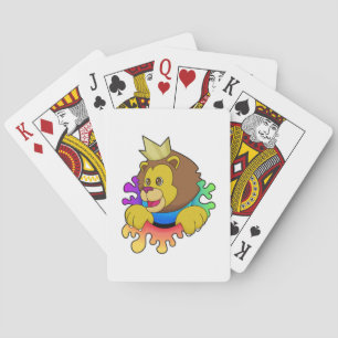 Lion as King with Crown Poker Cards