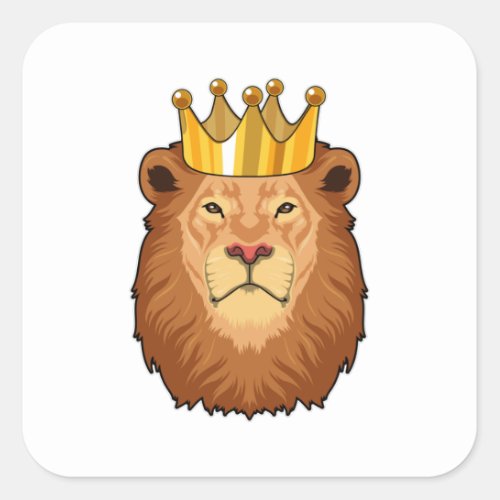 Lion as King with Crown Square Sticker