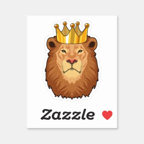 Lion as King with Crown Sticker
